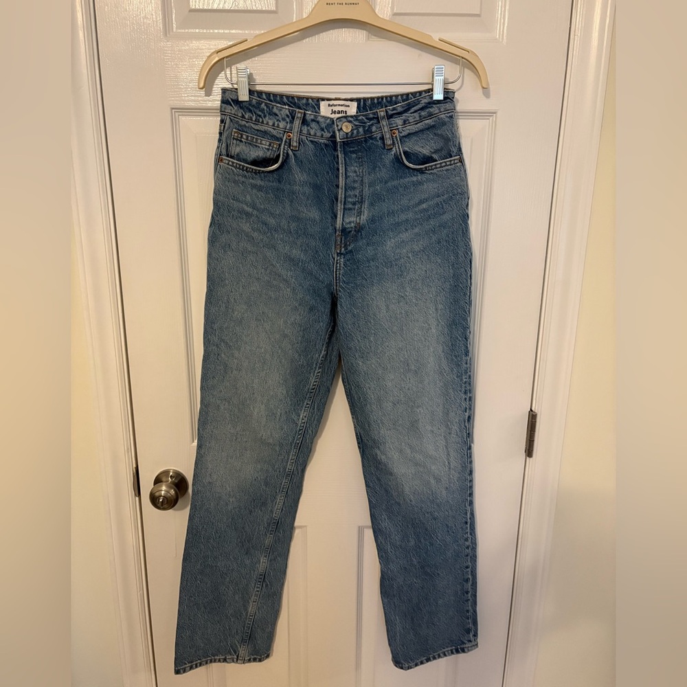 Reformation Cynthia High Rise Straight Long Jeans